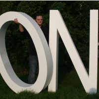 1800mm high plain white polystyrene letters ON for a photo shoot