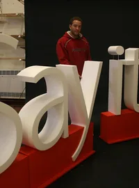 Large red and white SALE display letters