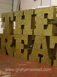 Large gold glitter display letters