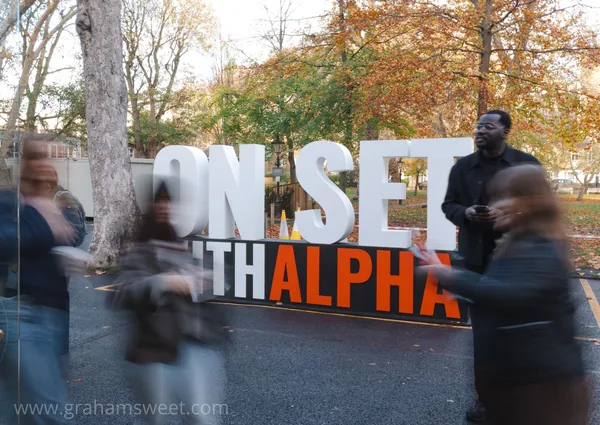 Large Alpha letters installed for an outdoor event