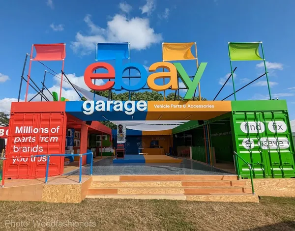 Giant colourful eBay letters installed at Goodwood