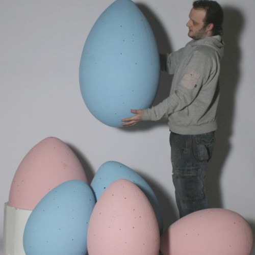 Selection of polystyrene eggs, painted