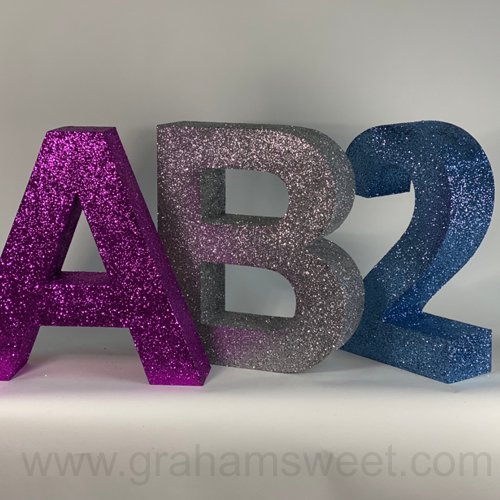 380 mm high polystyrene letters - Arial Bold, Glittered