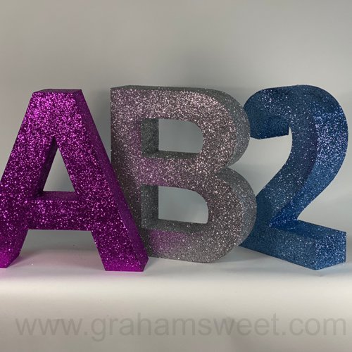 300 mm high polystyrene letter - Arial bold - Glittered