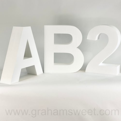 580 mm high polystyrene letters - Arial Bold : Plain white