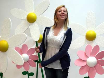 polystyrene flowers for window display