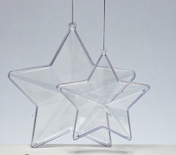80 mm high Clear Plastic Star. Box of 300pcs. Equivalent of  ?1.25 each.