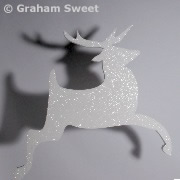 380mm long - pack of 10 2D Polystyrene Reindeer - Flying Pose - Plain white