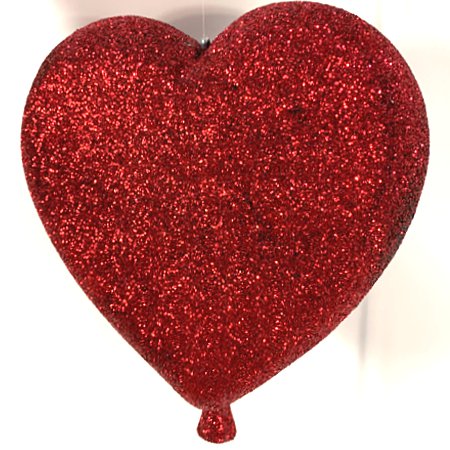 Pack of 5: 150mm Polystyrene 3D Glittered Heart Balloon