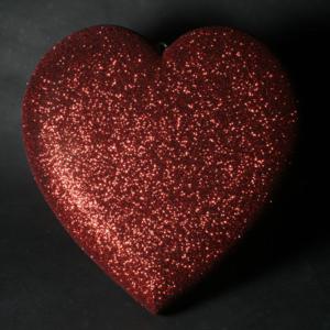 380mm tall - Pack of 3 Semi-3D Polystyrene Heart - Glittered