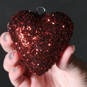 3D Polystyrene  Heart - 70mm high - Glittered-  Pack of 1