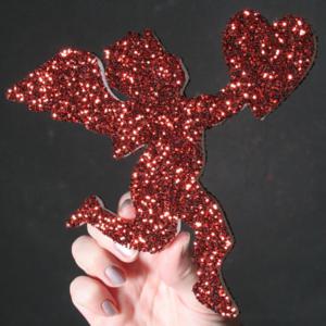 180mm high 2D Polystyrene Cupid - Glittered - pack of 5