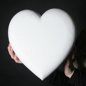 280mm tall - Pack of 3 Semi-3D Polystyrene Heart - Plain White