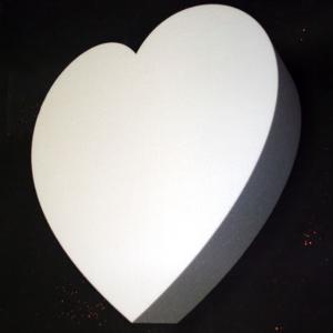 2D Polystyrene Thick Heart - 380mm high - Plain white-  Pack of 3