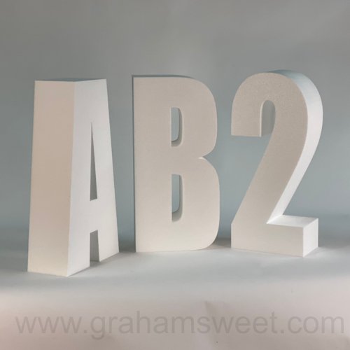 380 mm high polystyrene letters - Impact Condensed : Plain white