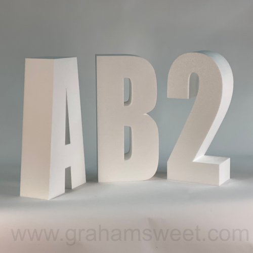 900 mm high polystyrene letter - Impact Condensed -Plain white poly