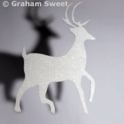 380mm long - pack of 10 2D Polystyrene Reindeer - in a standing pose - Plain White