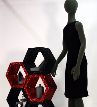 hexagon glittered display units