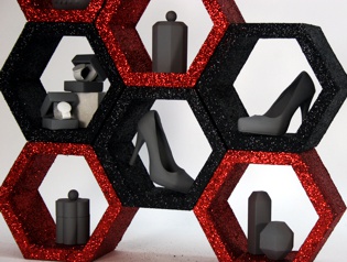 hexagon glittered display units