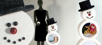 polystyrene display snowmen shelves, for instore, winter wonderland and event theming